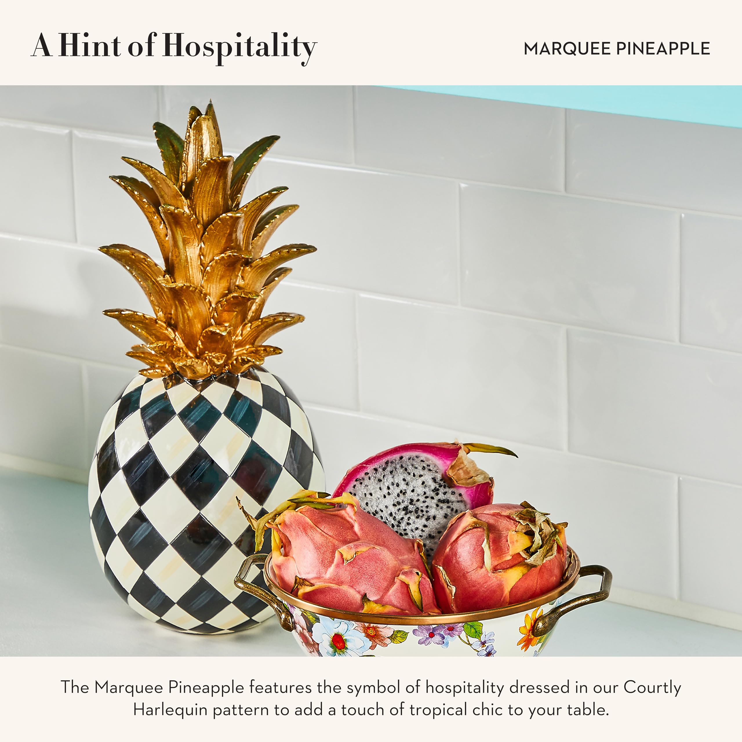 Amazon.com: MACKENZIE-CHILDS Marquee Pineapple Sculpture